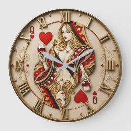 Queen of Hearts Playing Card Elegant Casino Queen ラージ壁時計