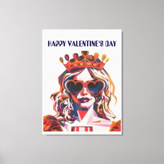 Queen of Hearts Pop Art キャンバスプリント (正面)