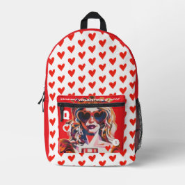 Queen of Hearts Pop Art  プリントバックパック