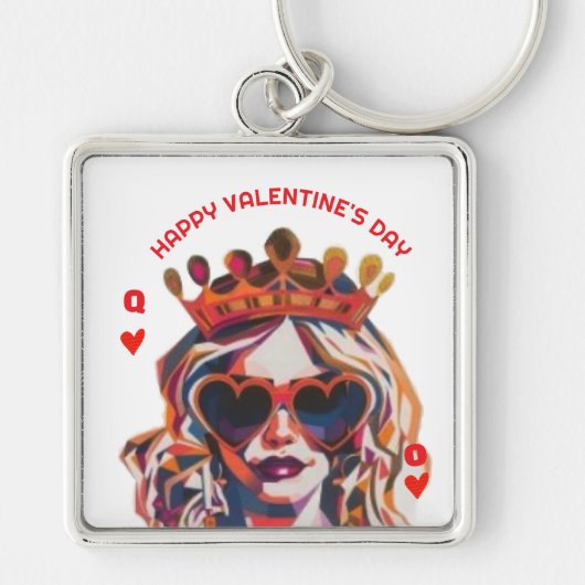 Queen of Hearts Pop Art Spiral Notebook キーホルダー (正面)