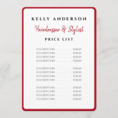 Queen of Hearts Red Photo Services Hairdresser メニュー (正面)