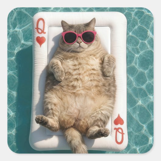 Queen of Hearts Tabby Cat スクエアシール (正面)