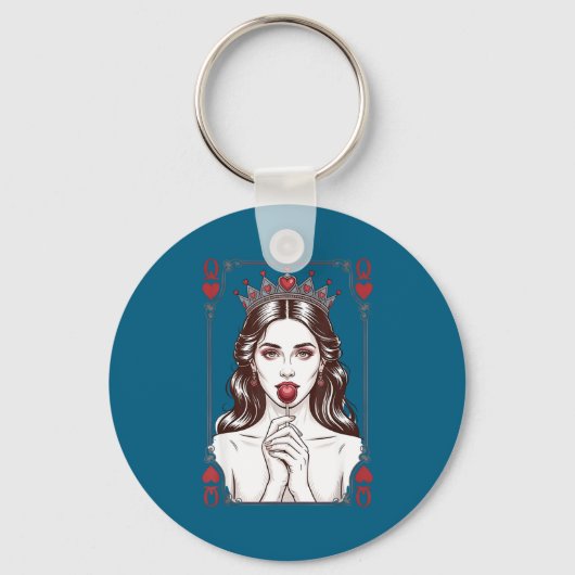 Queen Of Hearts Women Vintage Valentines Day キーホルダー (正面)
