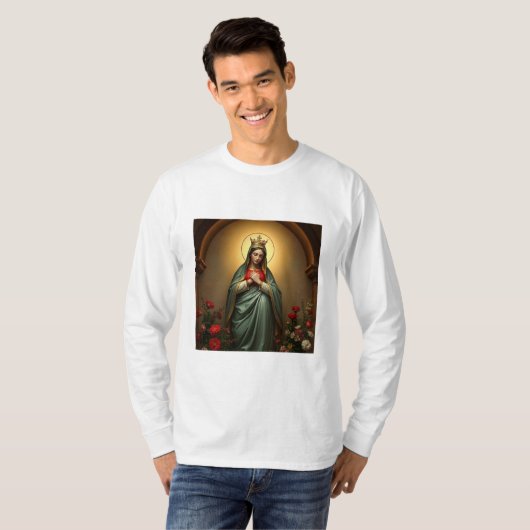 Queen of Heaven Catholic Men's Long Sleeve Tee Tシャツ (正面フル)