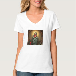 Queen of Heaven Catholic Women's V-Neck Tee Tシャツ
