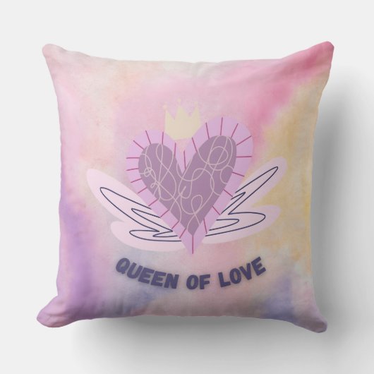 Queen of Love装飾枕 – ハート&クラウンデ クッション (正面)