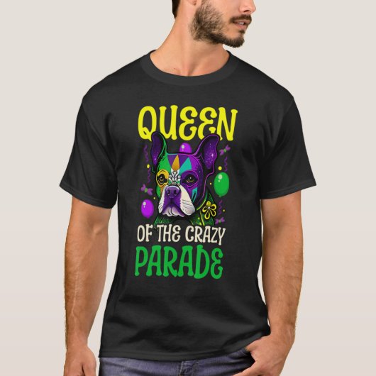 Queen Of Parade Design Mardi Gras Bulldog Tシャツ (正面)