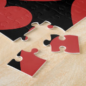 Queen of red hearts cat black white kitty voices ジグソーパズル (側面)