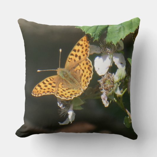Queen of Spain fritillary Butterfly Throw Pillow クッション (正面)