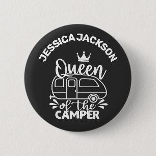 Queen Of The Camper w/ crown & name camping lover 缶バッジ