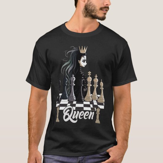 Queen of the Chessboard Rule in Style Female Ches Tシャツ (正面)