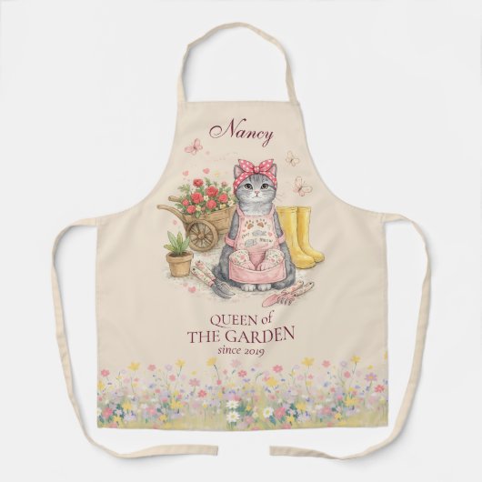 Queen Of The Garden Personalized Cute Cat Apron エプロン (正面)