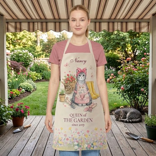Queen Of The Garden Personalized Cute Cat Apron  エプロン