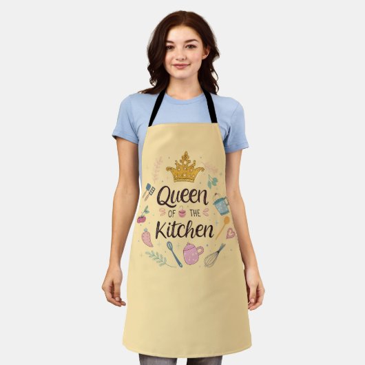 Queen of the Kitchen Charming Design エプロン (着用した状態)
