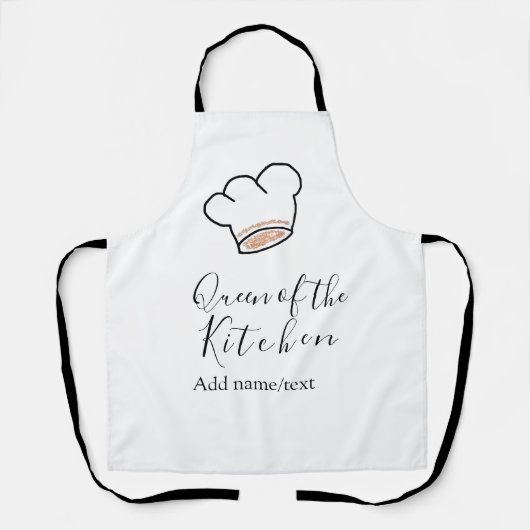 Queen of the kitchen chef cooking add name crown エプロン (正面)
