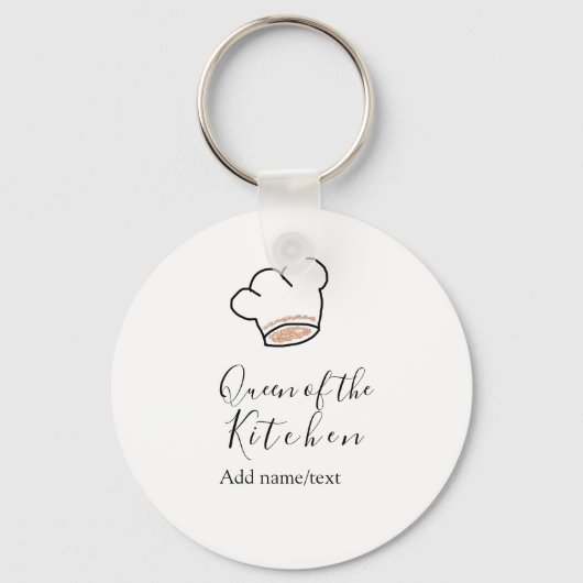 Queen of the kitchen chef cooking add name crown  キーホルダー (正面)
