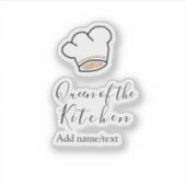 Queen of the kitchen chef cooking add name crown  シール (正面)