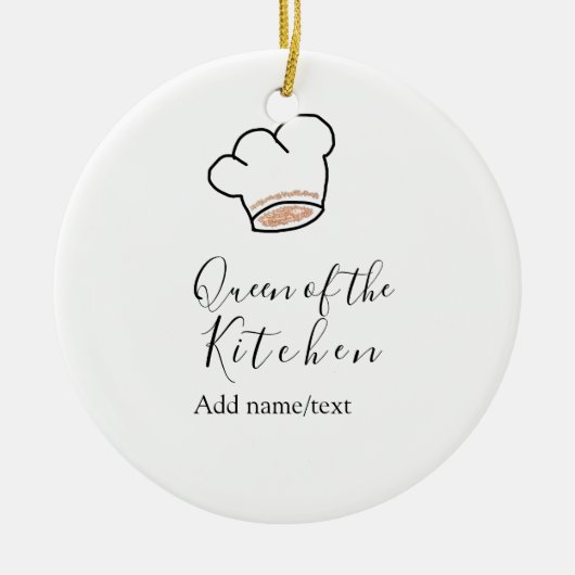 Queen of the kitchen chef cooking add name crown  セラミックオーナメント (正面)