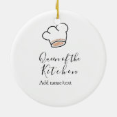 Queen of the kitchen chef cooking add name crown  セラミックオーナメント (裏面)