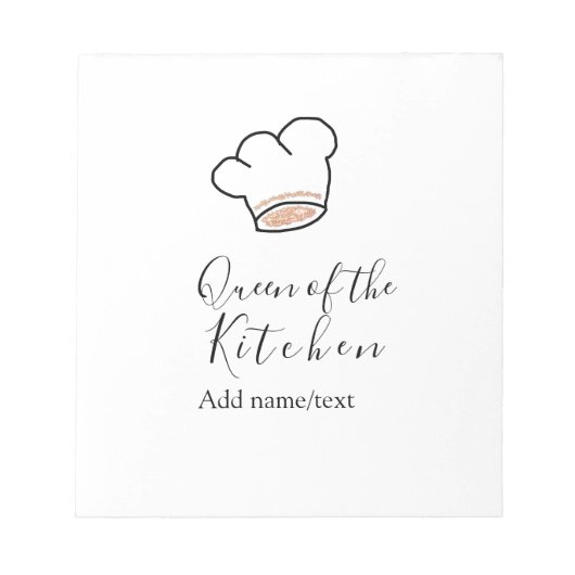 Queen of the kitchen chef cooking add name crown  ノートパッド (正面)