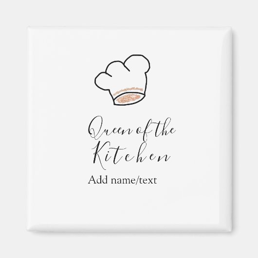 Queen of the kitchen chef cooking add name crown マグネット (正面)