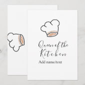 Queen of the kitchen chef cooking add name crown  招待状 (正面/裏面)