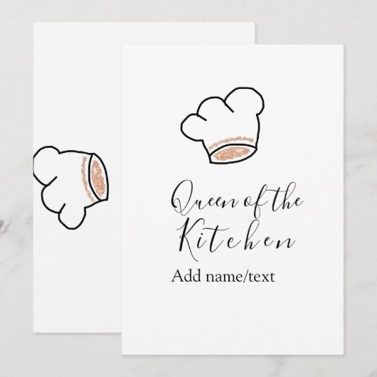 Queen of the kitchen chef cooking add name crown  招待状 (正面/裏面)