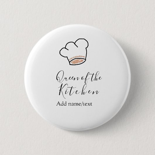 Queen of the kitchen chef cooking add name crown 缶バッジ (正面)