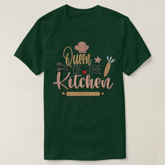 queen of the kitchen cooking master chef hat cook tシャツ (デザイン正面)