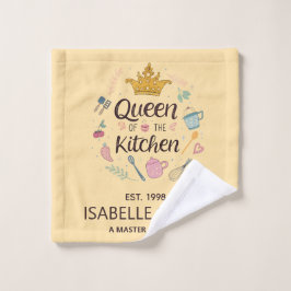 Queen of the Kitchen Custom Name Design ウォッシュタオル
