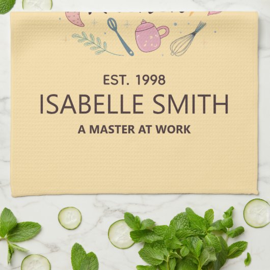 Queen of the Kitchen Custom Name Design キッチンタオル (折り畳み)