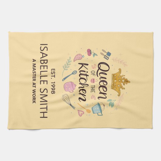 Queen of the Kitchen Custom Name Design キッチンタオル (横)