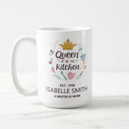 Queen of the Kitchen Custom Name Design コーヒーマグカップ
