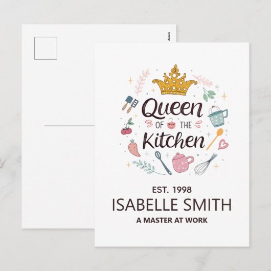 Queen of the Kitchen Custom Name Design シーズンポストカード (正面/裏面)
