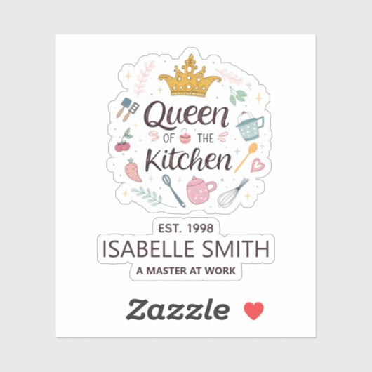Queen of the Kitchen Custom Name Design シール (シート)