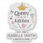 Queen of the Kitchen Custom Name Design シール (正面)