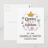 Queen of the Kitchen Custom Name Design ポストカード (正面/裏面)