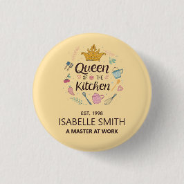Queen of the Kitchen Custom Name Design 缶バッジ
