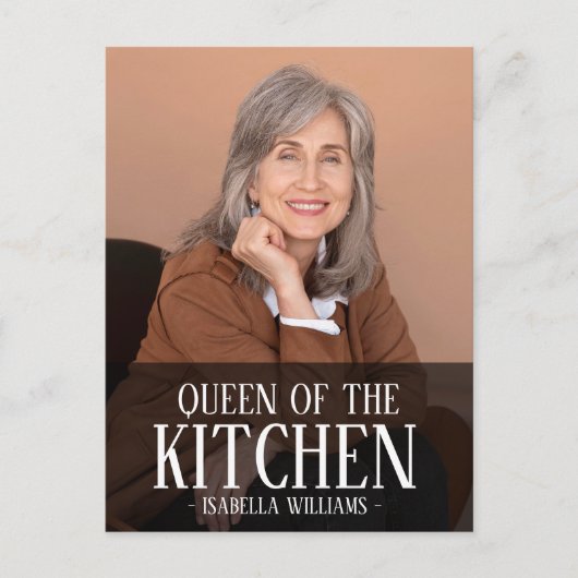 Queen of the Kitchen Editable Photo Name Design シーズンポストカード (正面)