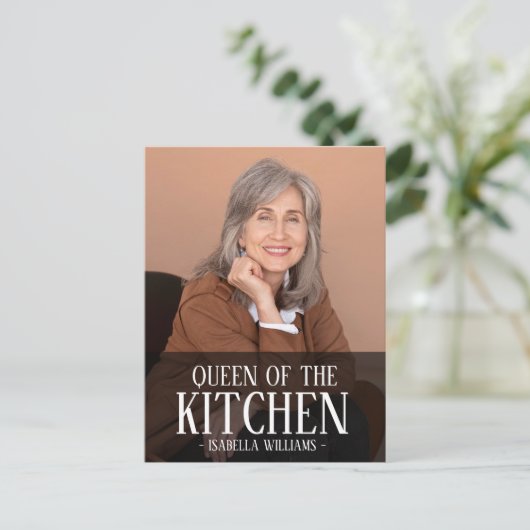 Queen of the Kitchen Editable Photo Name Design ポストカード (スタンド正面)