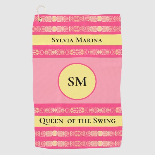Queen of the Swing ピンク ゴルフタオル (正面)