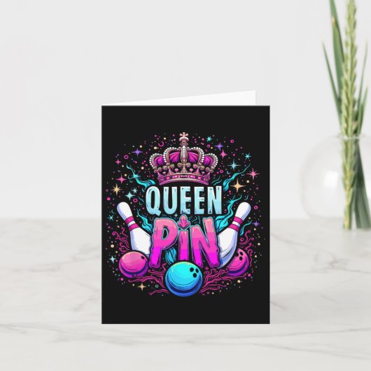 Queen Pin Shirt Bowler Bowling League For Bowling  カード (正面)