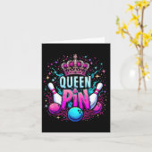 Queen Pin Shirt Bowler Bowling League For Bowling  カード (黄色い花)