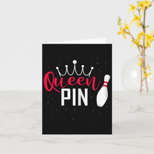 Queen Pin Shirt Bowler Bowling League For Bowling  カード (黄色い花)
