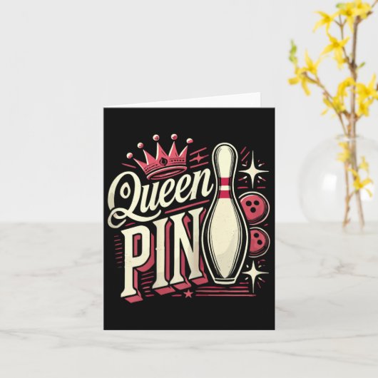 Queen Pin Shirt Bowler Bowling League For Bowling  カード (黄色い花)
