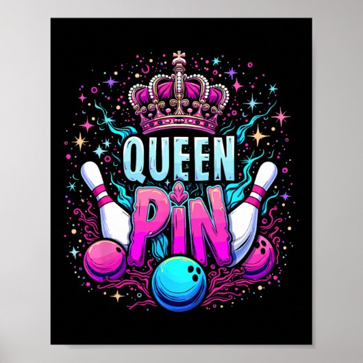 Queen Pin Shirt Bowler Bowling League For Bowling  ポスター (正面)