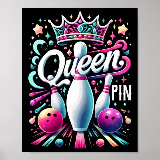 Queen Pin Shirt Bowler Bowling League For Bowling  ポスター (正面)