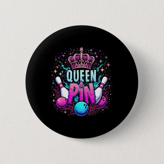 Queen Pin Shirt Bowler Bowling League For Bowling  缶バッジ (正面)