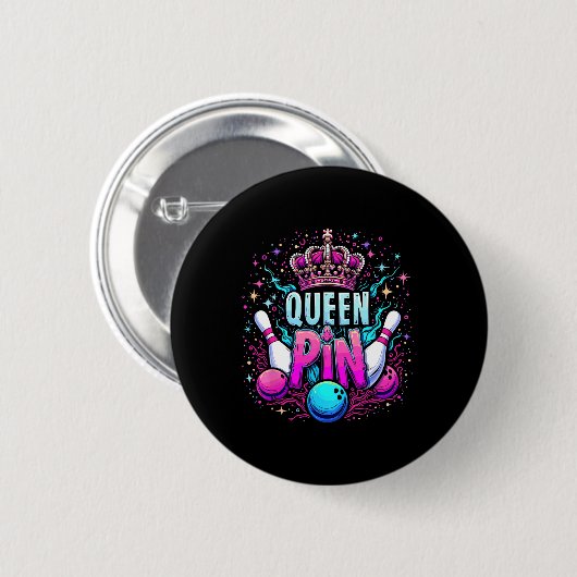 Queen Pin Shirt Bowler Bowling League For Bowling  缶バッジ (正面&裏面)