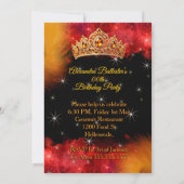 Queen Princess Birthday Gold Orange Red Party 招待状 (裏面)